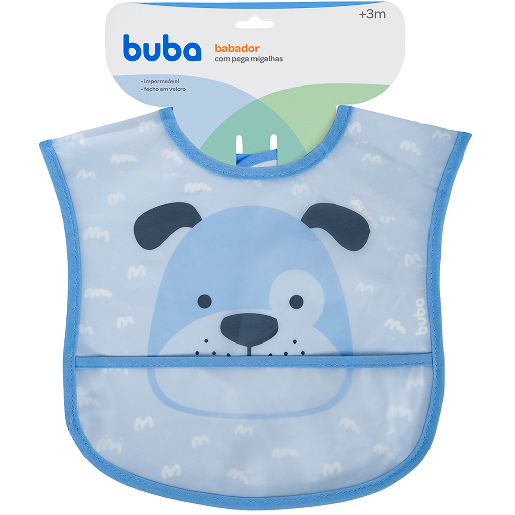 Babador com Pega Migalhas Cachorrinho Azul 15341 - Buba em Oferta na Shopee