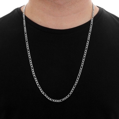 Corrente Masculina Cordão 60cm Elo 3 Por 1 B-3089 Aço Inox