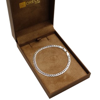 Pulseira de prata 925 masculina groumet escama de peixe 21cm 4,5mm