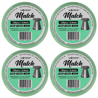 Chumbinho 5.5 Votex Match Munição .22 04 Latas 130 Unidades em Oferta na Shopee