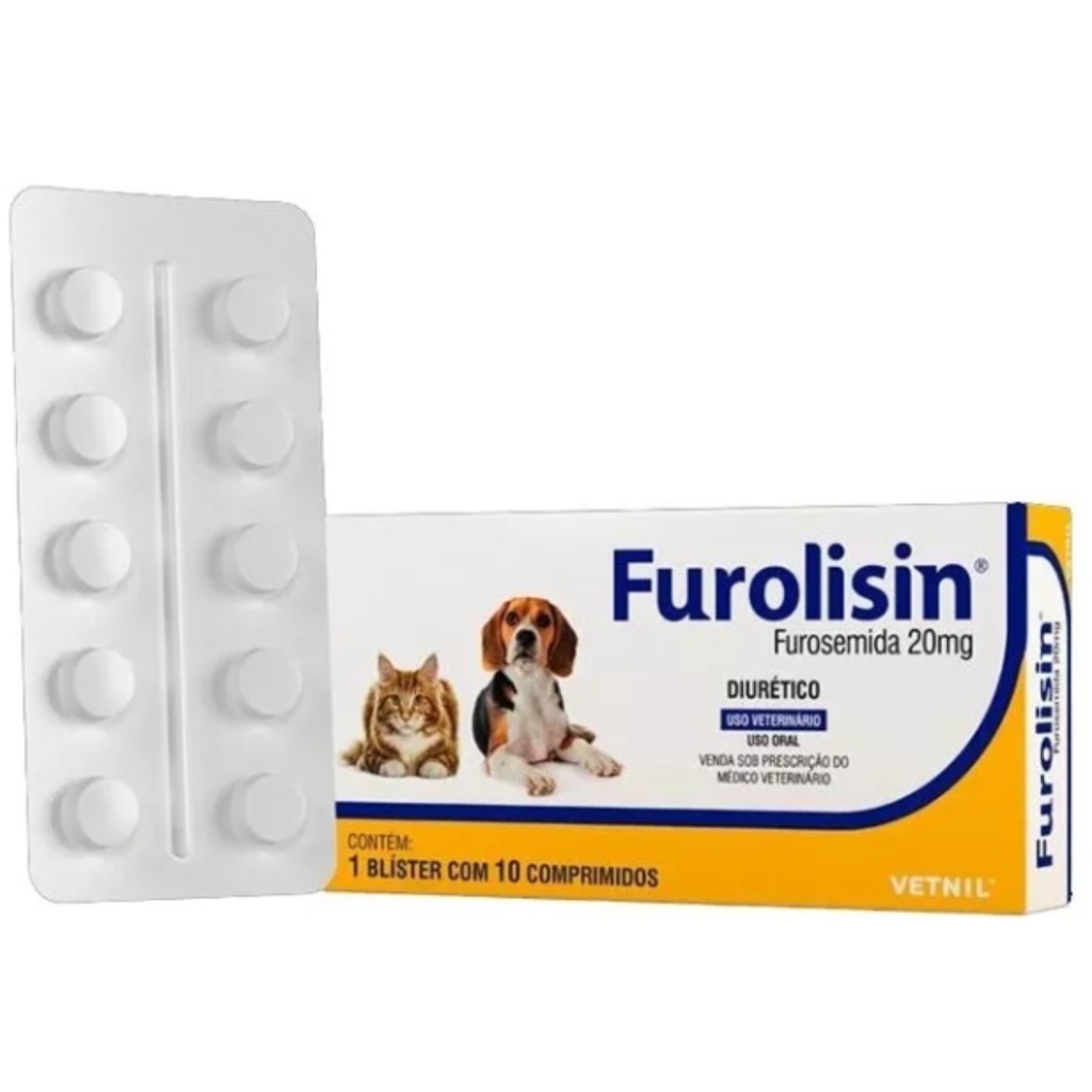 Furolisin Comprimido 20 mg com 10 Comp Diurético Vetnil em Oferta na Shopee