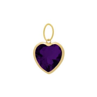 Pingente ouro 18k zircônia formato de coração 6mm Ametista - roxo