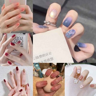 24 Peças unhas postiças decoradas curtas realista quadrada com cola kit