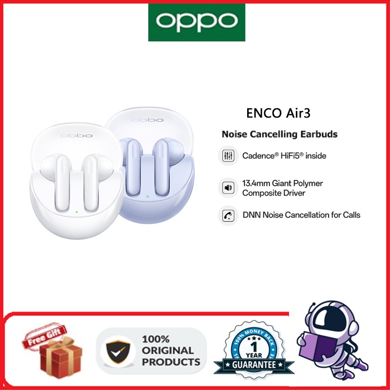 OPPO Enco AIR 3 Fone De Ouvido Intra-Auricular Sem Fio Bluetooth 5.3 IP54 Ruído À Prova D'água Cancelando Fones Estéreo