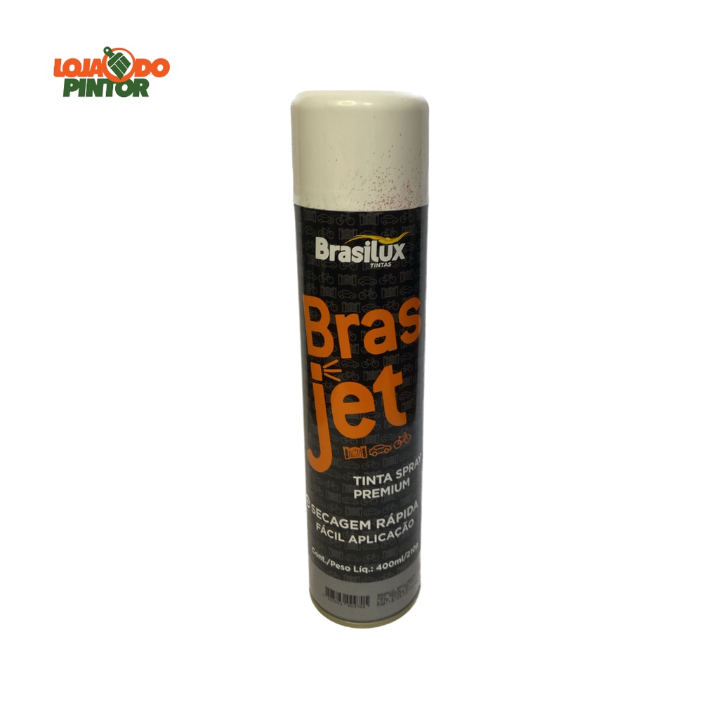 Tinta Spray Branco Brilhante 400ml Uso Geral Secagem Rápida Brasilux - Home & Living