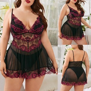 Vestido De Noite Feminino Renda Sexy Suspender Pajama Tamanho Plus