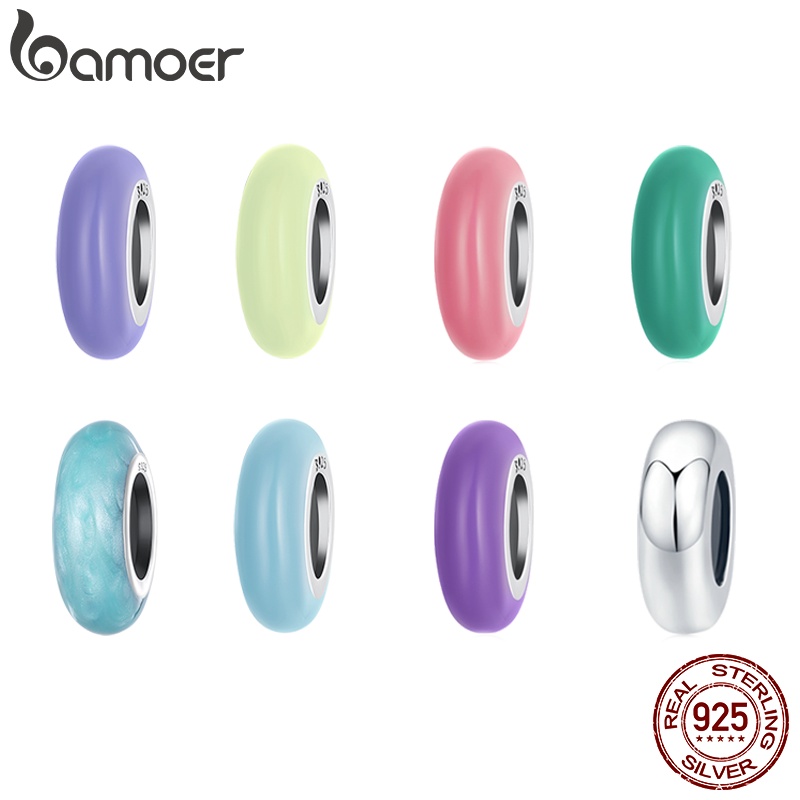 Pingente Bamoer Silver Simples Espaçador De Múltiplas Cores Para Bracelect scc1450 em Oferta na Shopee