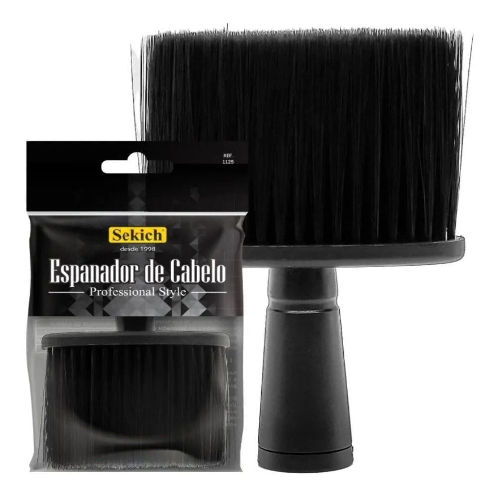Espanador de Cabelo Profissional Sekich Black Barbeiro Escova Limpeza Corte