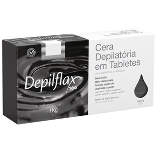 Cera Quente Depilatória em Tabletes Depilflax Negra - 1Kg