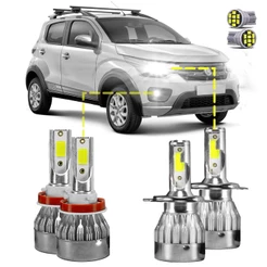 Kit Ultra Led Completo Fiat Mobi 2016 a 2023 20000lm 6500k