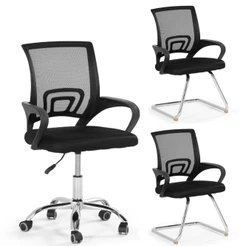 Kit Cadeiras de Escritório 1 Secretária Office + 2 Fixa