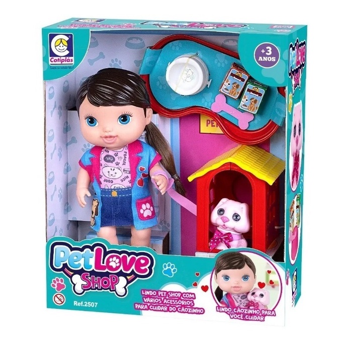 Boneca Pet Love Shop Com Casinha Comidinha E Banheira 2507