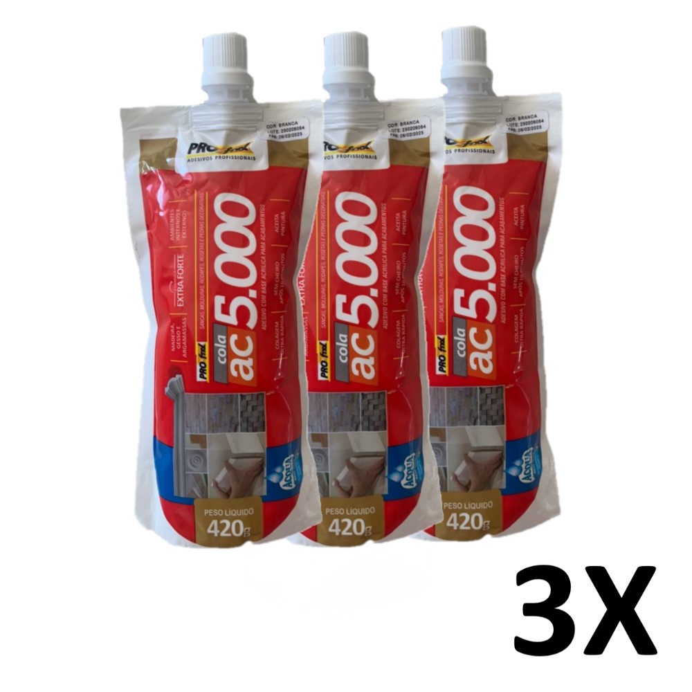 Kit 3 Cola Moldura Sanca Rodape Rodateto Bico Aplicador 420g