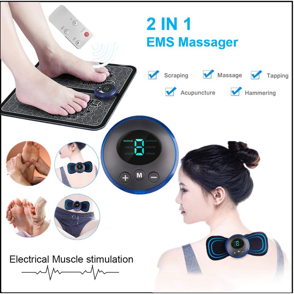 EMS Esteira De Massagem Elétrica Para Pés + Massageador De Pescoço Conjunto Relaxamento Muscular