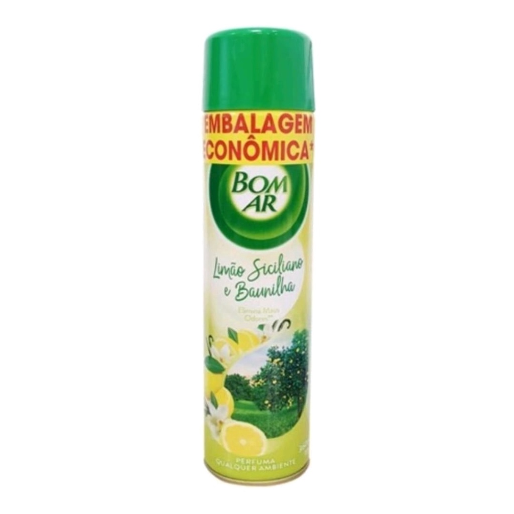 Bom Ar Aromatizador Spray 360ml Limão Siciliano e Baunilha Combate Maus Odores