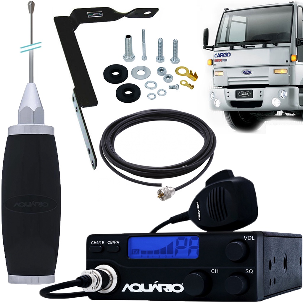 Radio Móvel Px 40 Canais Rp40 Antena 2,70m Cabo 5,5m Suporte Dianteiro Ford Cargo Parafusos
