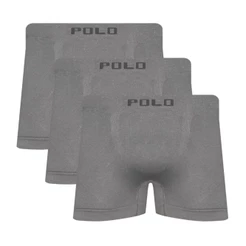 Kit 3 Cuecas Polo Boxer Microfibra Cinza - POLO STAR