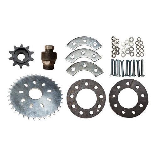 Coroa 36 dentes + Kit Fixação + Pinhão 10 dentes + Saca para Bicicleta Motorizada