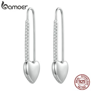 Prata Bamoer 925 Simples Fivelas De Orelha Em Forma De Coração Jóias De Moda Para Mulheres BSE838