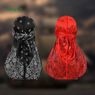 Homem Seda Impressão Durags Turban Bandanas Headwear Durag Listras Longas Chapéu Acessórios De Cabelo