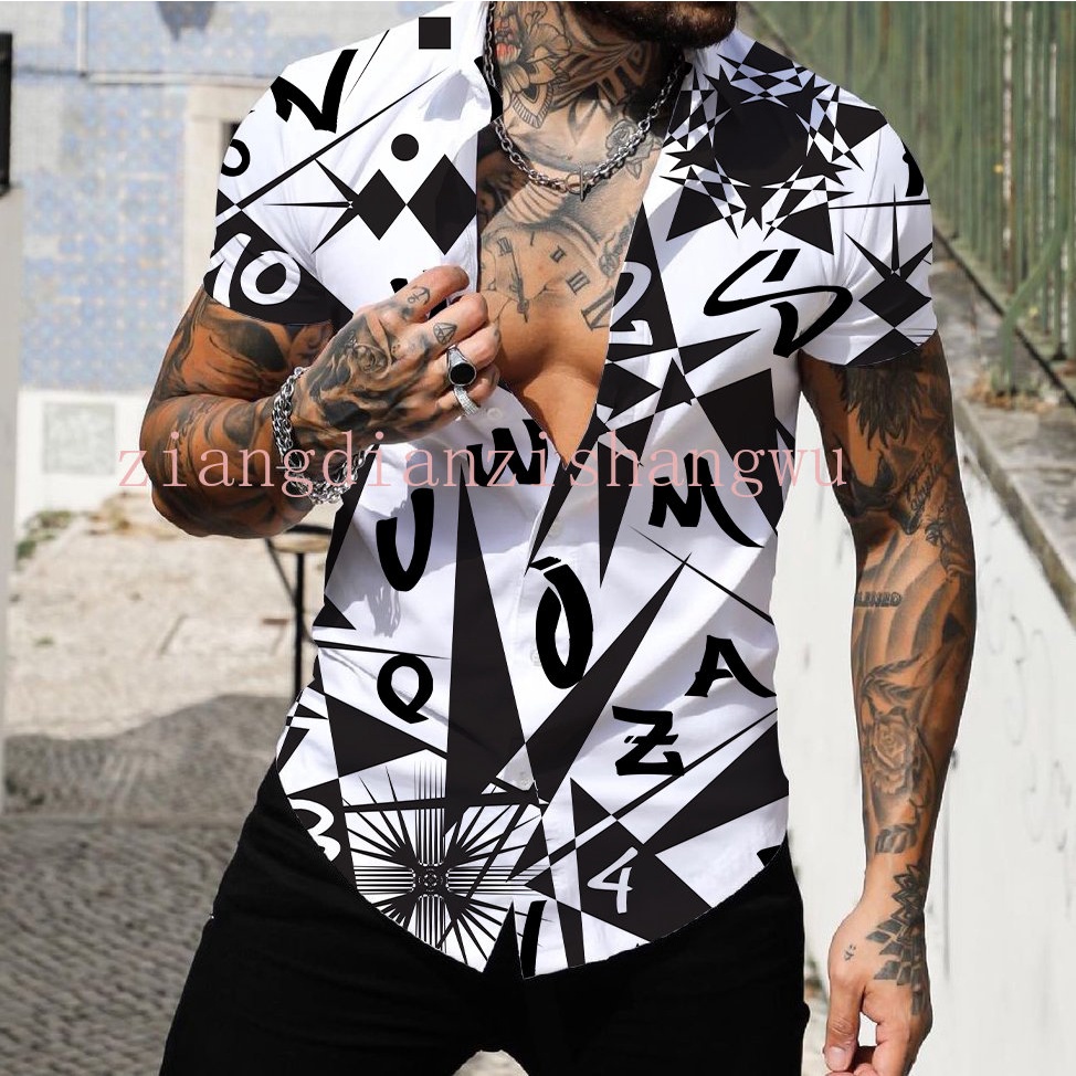 Moda hombre camisa hawaiana streetwear estampado rayas patchwork camisa de playa de alta calidad