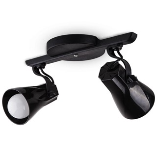 Spot Trilho Octa Duplo E27 20W Bivolt Direcionavel Preto