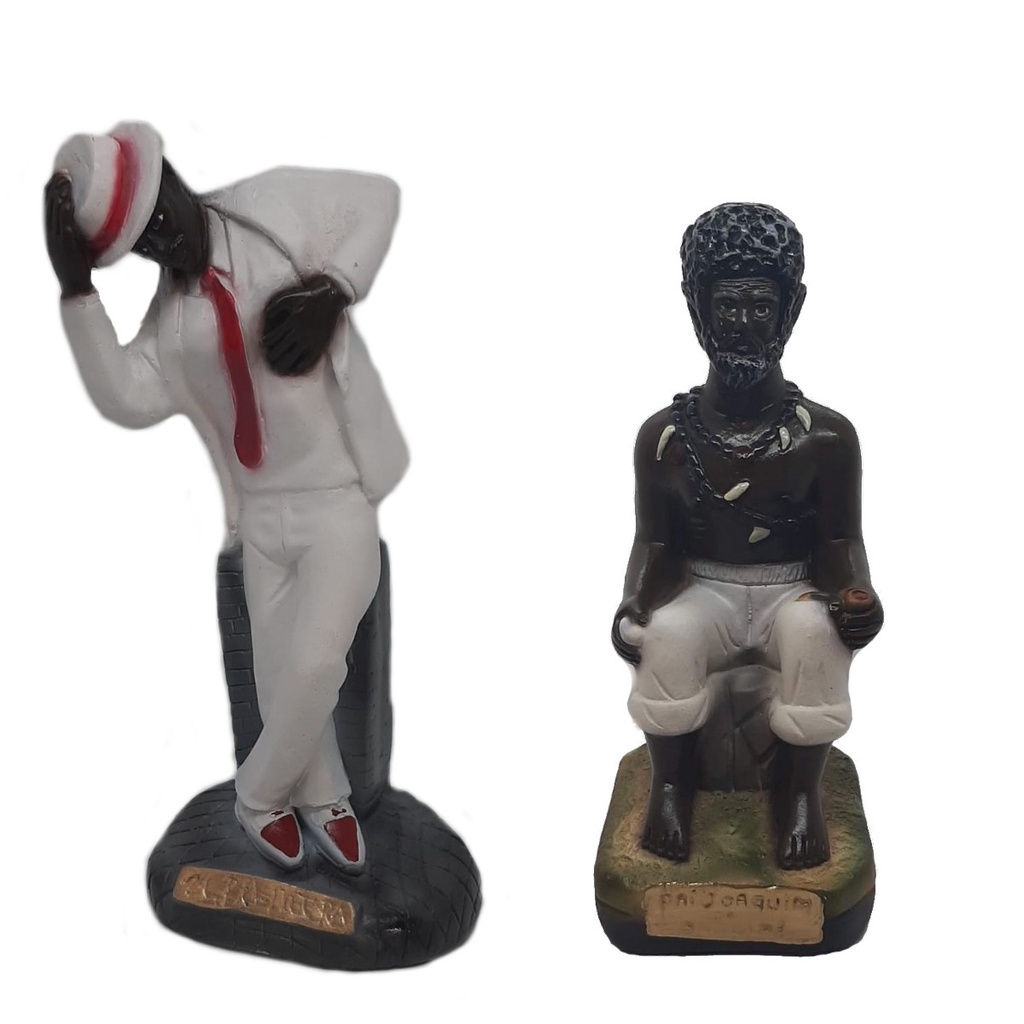 Imagem Preto Velho Pai Joaquim E Zé Pilintra Escultura Candomblé Umbanda