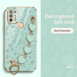 2023 Novo Design Estilo Luxo Capa De Telefone Para Motorola Moto G9 Plus Padrão De Gato De Óculos Escuros Com Pulseira De Amor