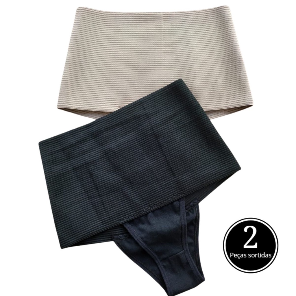 Kit 2 Calcinhas Cinta Modeladora Alta Compressão Redutora 18cm em Oferta na Shopee