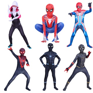 Fantasia de super-herói homem aranha macacão para crianças zentai halloween cosplay menino menina macacão em Oferta na Shopee