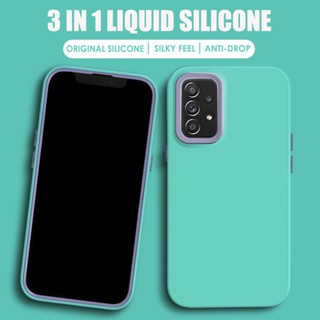 Capa De Silicone Líquido Samsung A10 A14 A22 A23 A32 A33 A53 A73 4G 5G Caixa De Telefone 3 Em 1 À Prova De Choque
