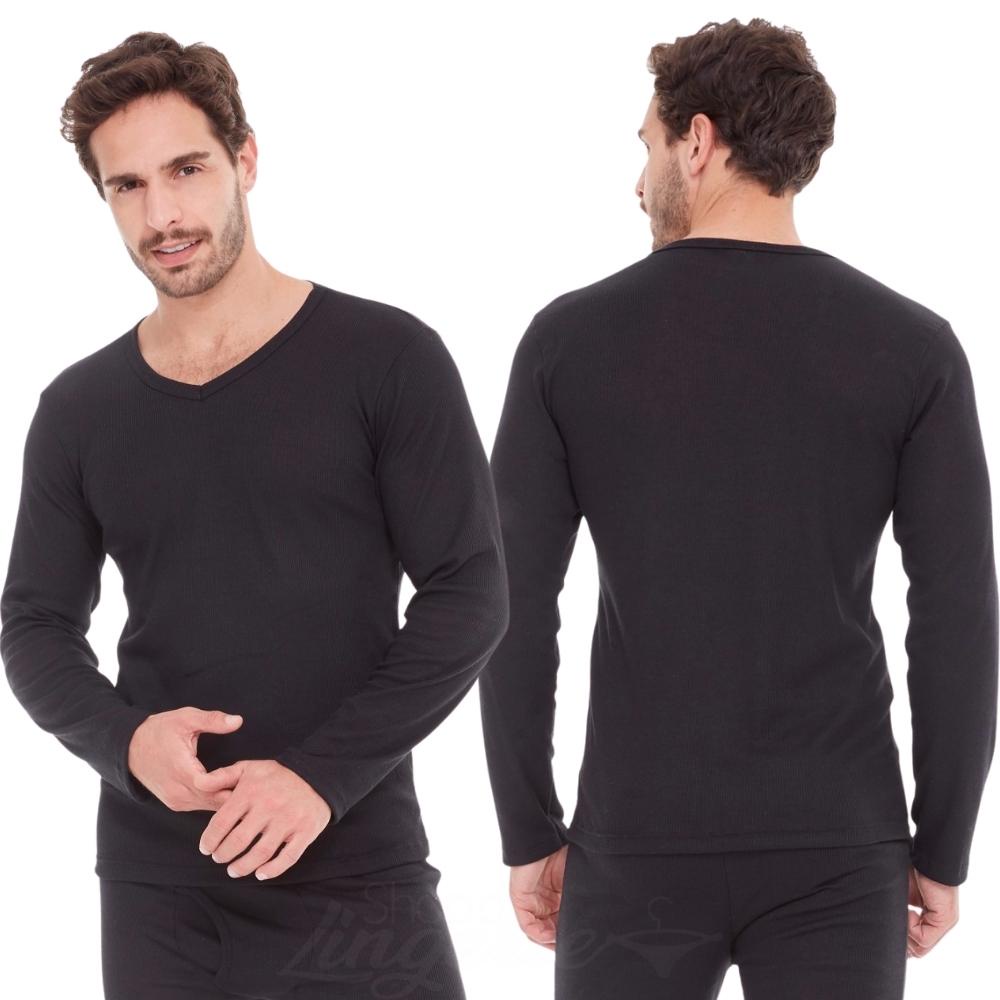 Blusa Masculina Manga Longa Gola V Tecido Canelado Basica e Confortavel Segunda Pele Ribana Adulto - Men Clothes