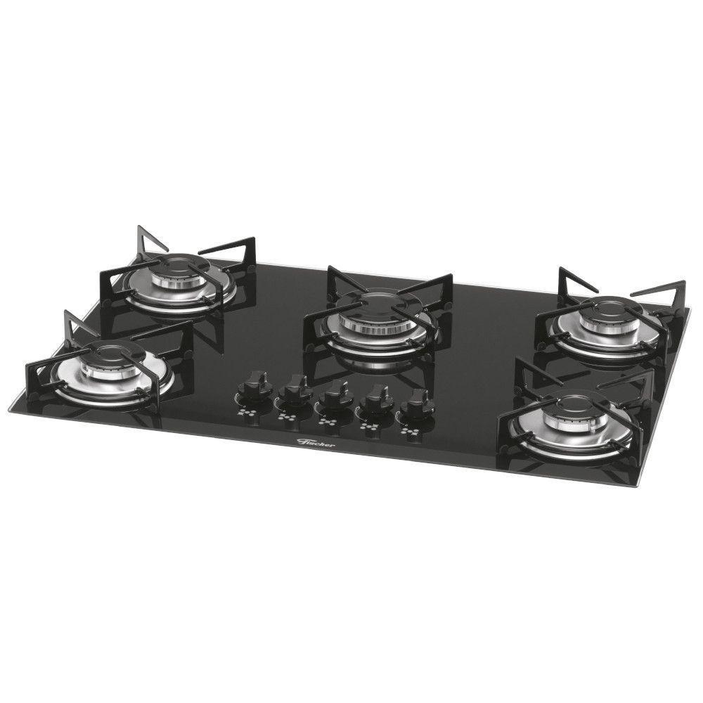 Fogão Cooktop Fischer 5 Bocas Mesa de Vidro Bivolt