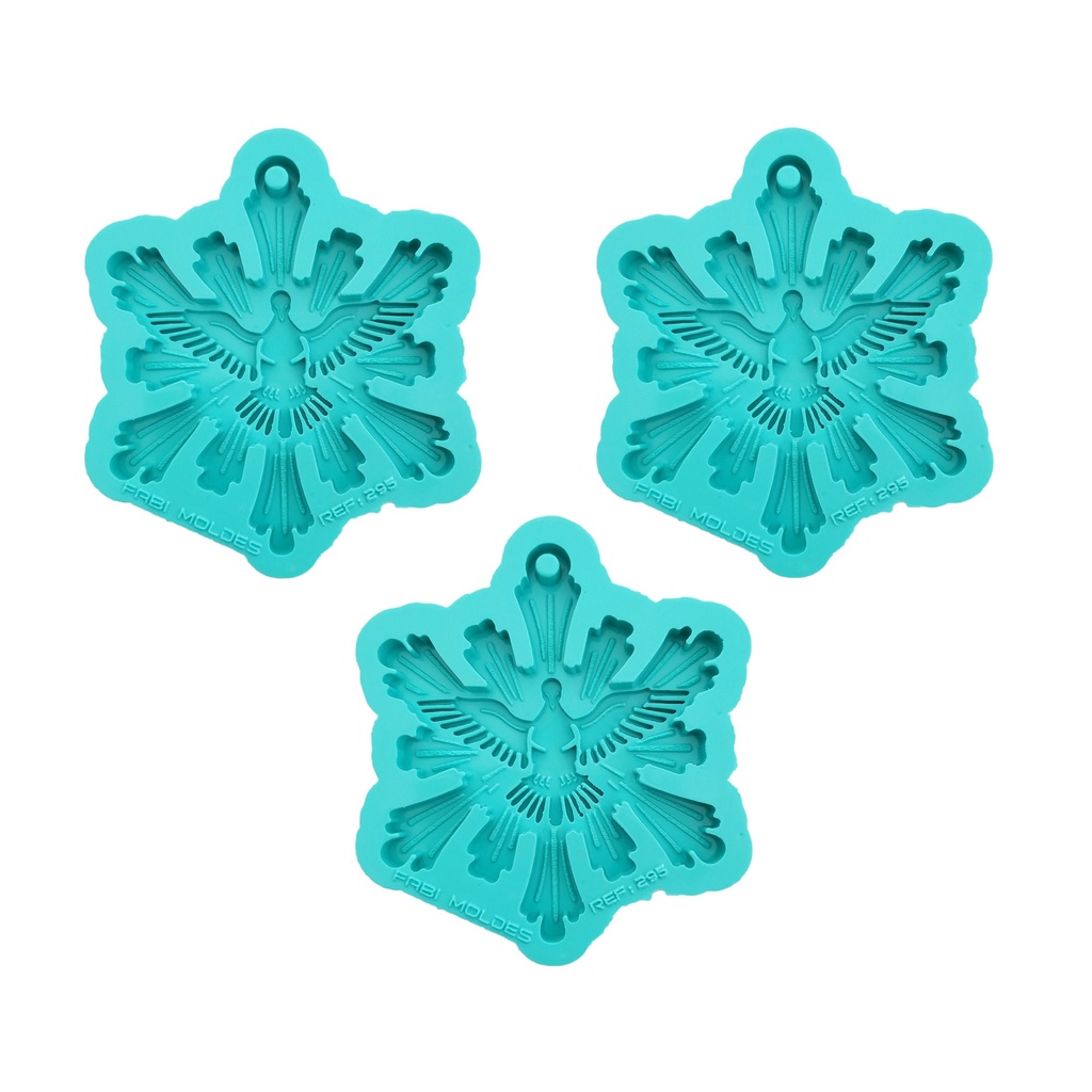 Kit 3 Moldes Silicone Resina Divino Espirito Santo Pombinha Chaveiro R-295/3