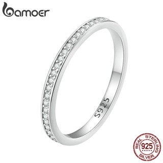 Bamoer Silver 925 Fileira Única De Pequenos Diamantes Anéis Moissanita Casal Jóias De Moda Presentes MSR029