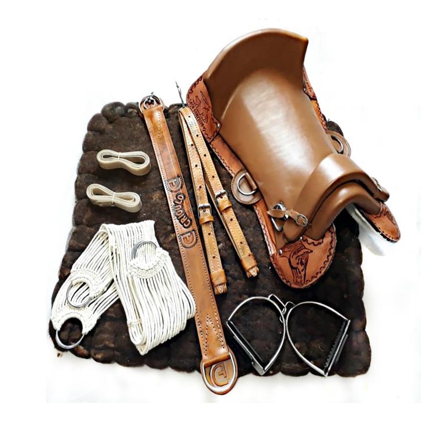 Montaria Sela Freio Ouro Cavalo Laco Comprido Jm34