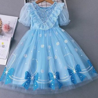 Vestido Infantil De Verão Manga Curta Vestidos de princesa para festas de meninas