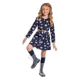 Vestido manga longa Infantil em Cotton Bee Loop