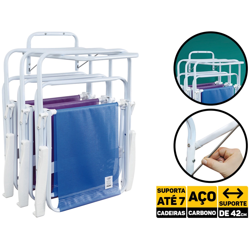 Suporte De Parede Para Até 7 Cadeiras De Praia Mor 002494