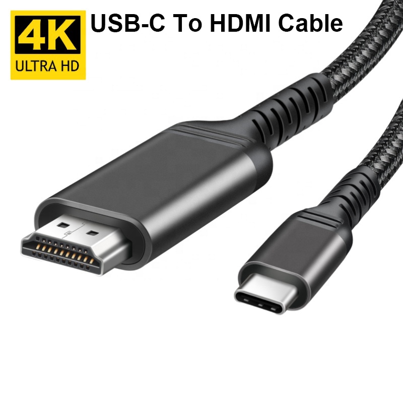 Cabo USB C Para HDMI Macho 4K 60hz 1M/2M Tipo Compatível Computador Portátil Interruptor Telefônico Projetor De Monitor De TV