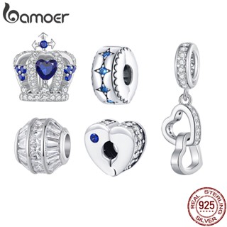 Bamoer 925 Prata Encanta Coroa E Corações Pingente Jóias De Luxo Leve Presentes Em Forma De Bracelete DIY