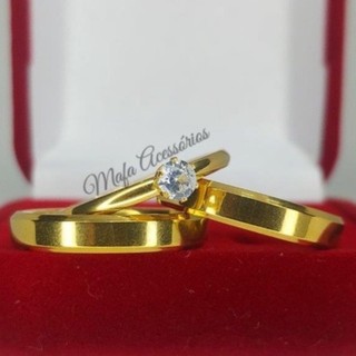 Par de Aliança Casamento Noivado 3mm Reta Anatômica + Caixinha Vermelha