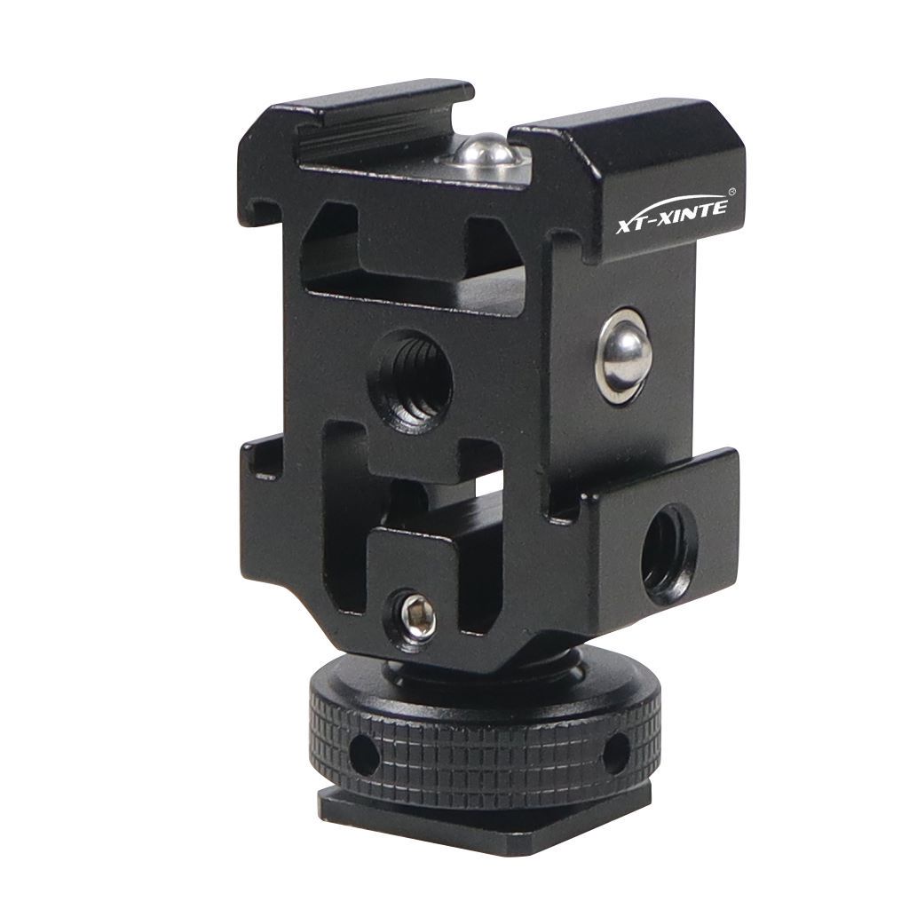 XT-XINTE Suporte Triplo De Sapata Fria Com Rosca De 1/4 " Para Câmera Nikon Canon DSLR Adaptador De Luzes De Tripé De Microfone De Ação GoPro