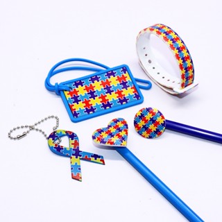 KIT IDENTIFICAÇÃO AUTISMO TAG-PULSEIRA-CHAVEIRO-PONTEIRAS