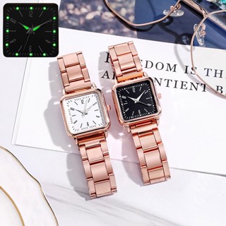 Relógio De Quartzo Luminoso Quadrado Moda Digital Feminino Cinto De Aço Inoxidável Rose Perfeito Novos Relógios De Pulso Para Senhoras
