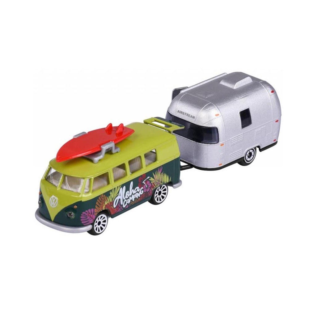 Miniatura Carro Volkswagen Kombi T1 com Trailer - "Aloha Camping" - 1:60 - 1:64 - Majorette