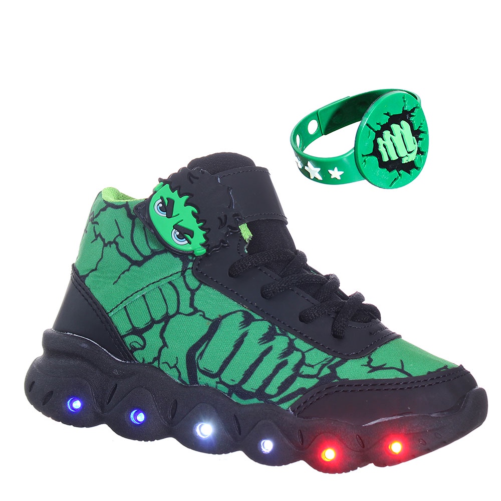 Tenis Botinha Personagem Infantil Masculino Com Luzinha Luz Led Brilha Vem a Pulseira de Crianca