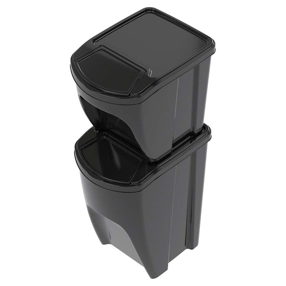 Conjunto 2 Lixeiras Empilháveis 20 L e 34 L Preta Plasútil - Home & Living