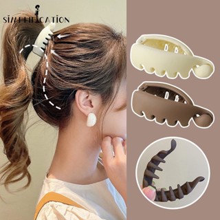 Banana Em Forma De Vintage Coreana Frosted High Ponytail Holder Hair Claw/Cor Sólida Clip Fixed Hairpin