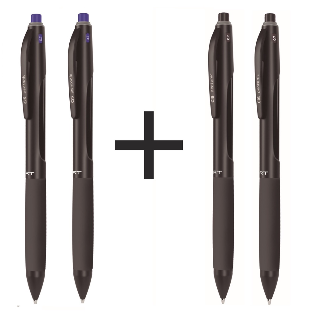 Kit 4 Canetas Esf. Pentonic Retrátil Cores Azul e Preta em Oferta na Shopee
